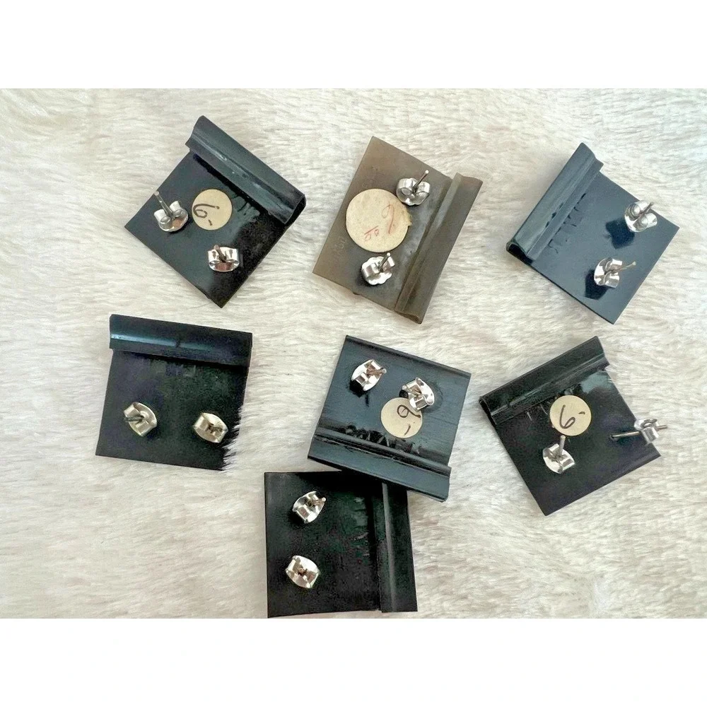 Lot Sterling Silver Stud Earrings Tiny Lightning Bolt Moon Star Rain Turquoise - Picture 12 of 13